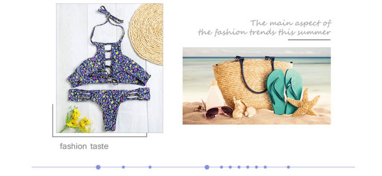Halter Neck Backless Cut Out Print Tied Low Waist Women Bikini Set