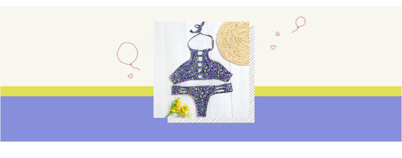 Halter Neck Backless Cut Out Print Tied Low Waist Women Bikini Set