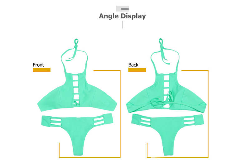 Halter Neck Backless Cut Out Tied Strap Low Waist Women Bikini Set