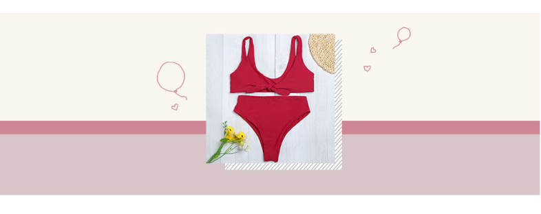 Shoulder Strap Backless Padded Bowknot Solid Color Women Bikini Set