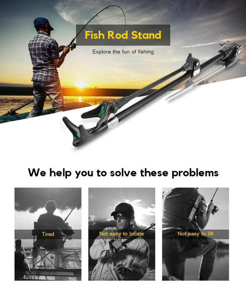 Fish Rod Stand Bracket Angle Adjustable Field Cutting Fishing Holder Tool 