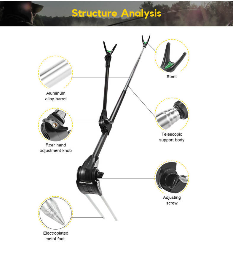 Fish Rod Stand Bracket Angle Adjustable Field Cutting Fishing Holder Tool 
