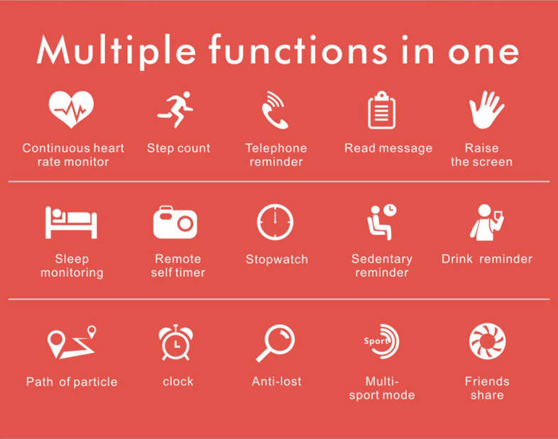 Q9 Colorful Screen Waterproof Sports Smart Watch for Android / iOS with Heart Rate Monitor Blood Pressure Functions