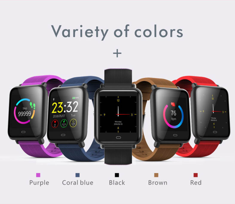 Q9 Colorful Screen Waterproof Sports Smart Watch for Android / iOS with Heart Rate Monitor Blood Pressure Functions