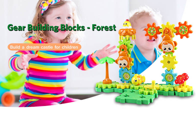 YOUZHI TS5303A - 2 54PCS Kids Assembled Gear Building Blocks Forest Toy 