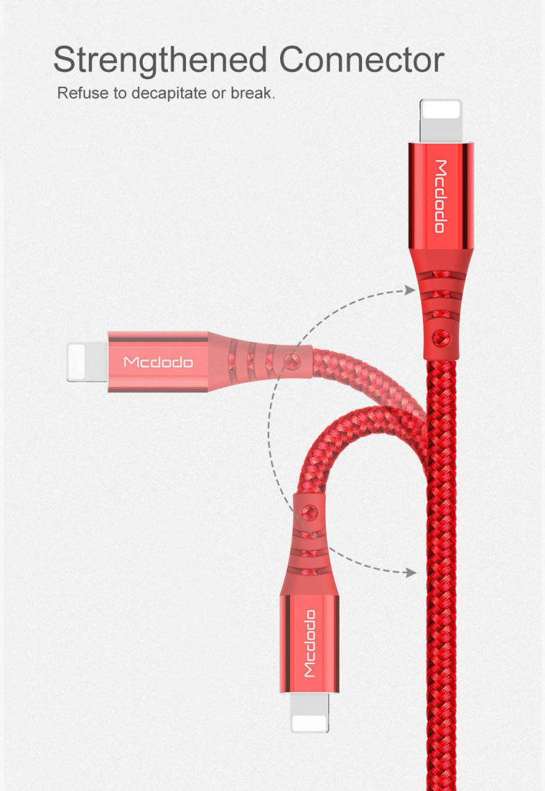 Mcdodo CA - 5090 8 Pin Fast Charging Cable Nylon LED Indicator 2A 1.2M for iPhone