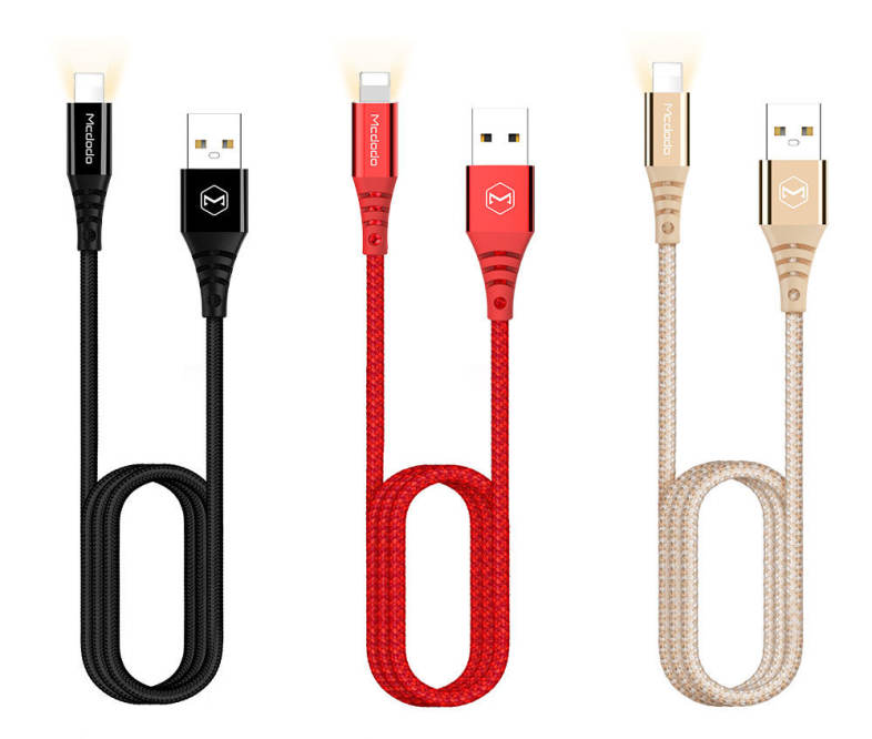 Mcdodo CA - 5090 8 Pin Fast Charging Cable Nylon LED Indicator 2A 1.2M for iPhone