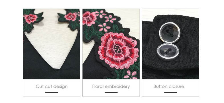 Halter Neck Cut Out Backless Floral Embroidery Women Bodysuit