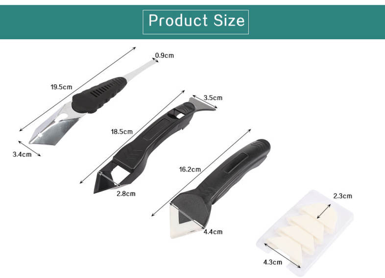 3 in 1 Joint Sealant Silicone Grout Caulk Tool Set Remover Scraper Applicator