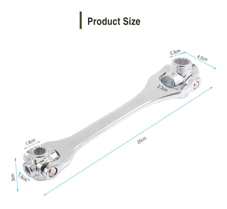 Universal Socket Sleeve Alloy Wrench 8 - 19mm Dual Head Repairing Tool