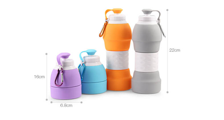 Platinum Silicone Foldable Portable Drinking Water Bottle 580ML Large Capacity