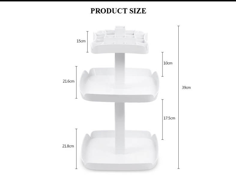 Multifunctional Cosmetics Makeup 3-layer Rotatable Storage Box Holder