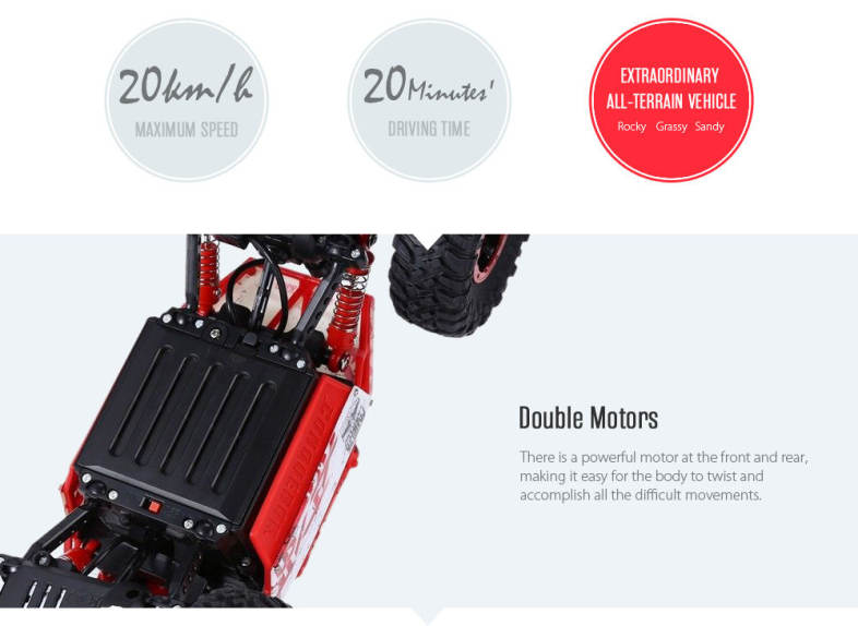 HB - P1802 1:18 Scale RC Climbing Car 2.4G 4.8V 700mAh Double Motors Four-wheel Drive EU Plug