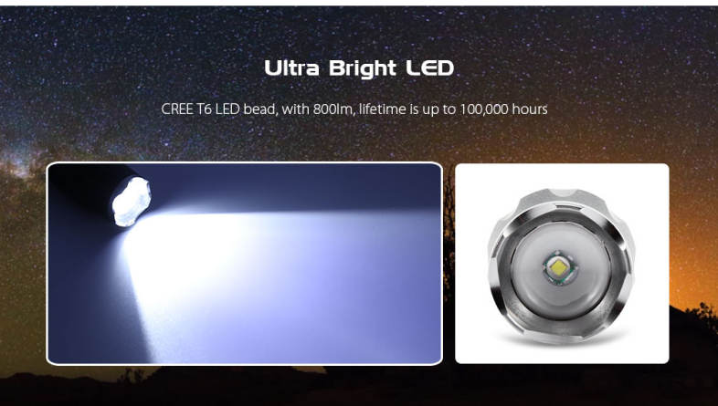 PROBE SHINY TG - S144 Ultra Bright Zoomable LED Flashlight 