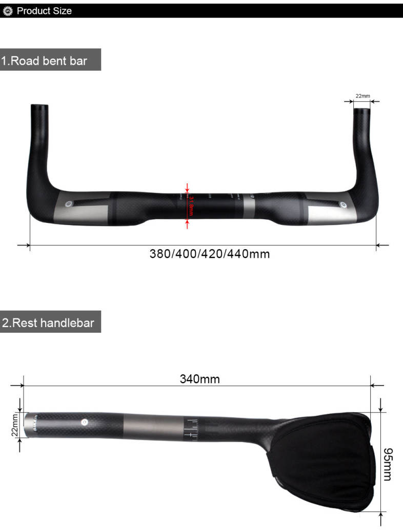 Carbon Fiber Road Bike Breaking Wind Bent Bar Bicycle Rest Handlebar