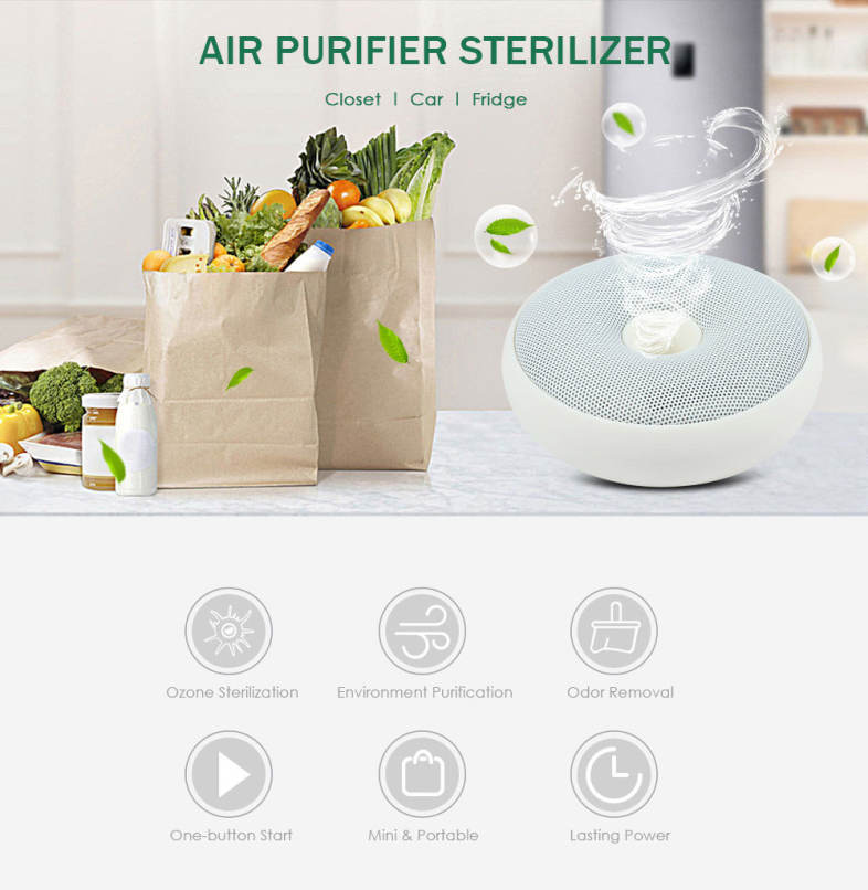 CARZOR Portable Donut-shaped Air Purifier Germicidal Electric Deodorizer