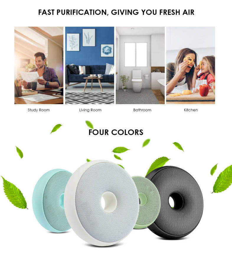 CARZOR Portable Donut-shaped Air Purifier Germicidal Electric Deodorizer