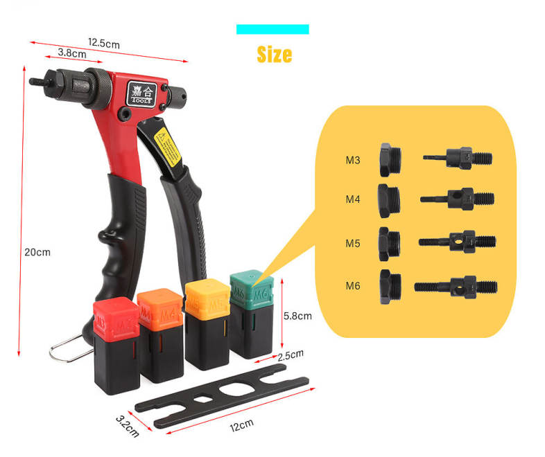 BT603 Manual Rivet Nut Gun Hand Riveter Riveting Tool M3 / M4 / M5 / M6