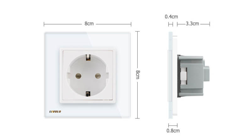 LIVOLO 16A Wall Power Socket with Glass Panel for EU Plug