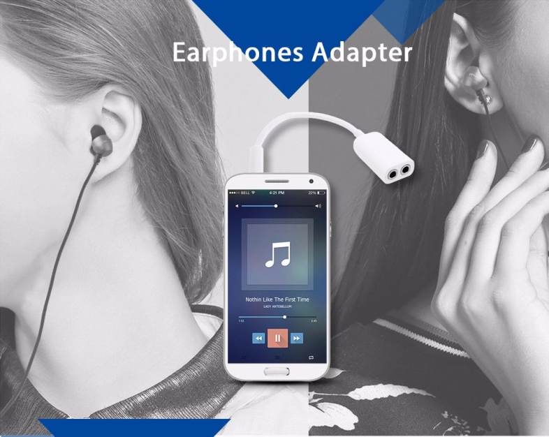 Gocomma 3.5MM Audio Splitter Connector 1 to 2 Adapter for Earphones / Headphones