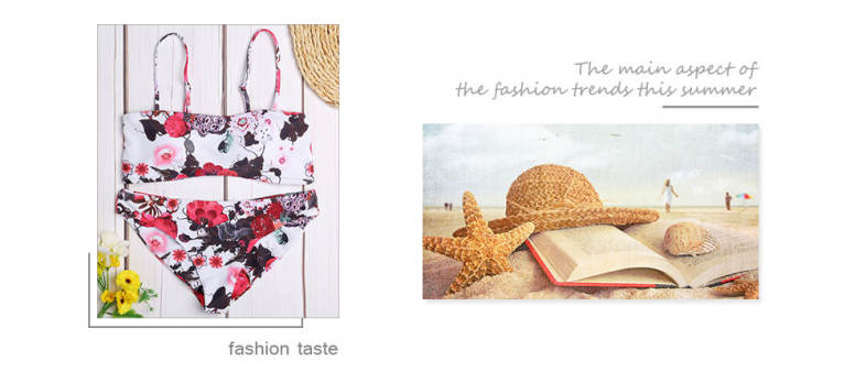 Spaghetti Strap Backless Padded Floral Print Low Waist Women Bikini Set