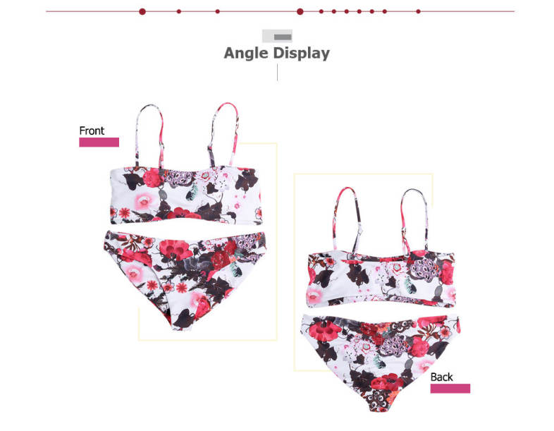 Spaghetti Strap Backless Padded Floral Print Low Waist Women Bikini Set