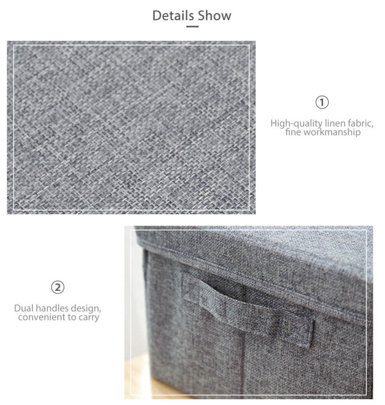 Linen Fabric Foldable Basket Cube Organizer Storage Bin Container with Lid