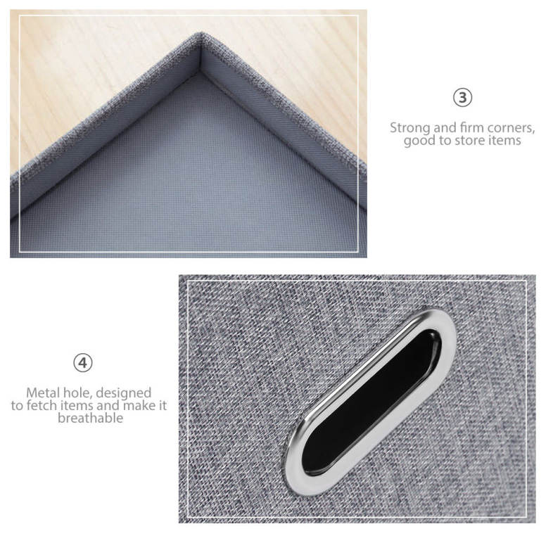Linen Fabric Foldable Basket Cube Organizer Storage Bin Container with Lid