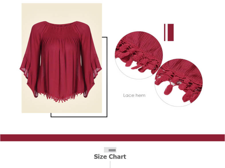 Sexy Off The Shoulder Top Women Blouse Ruffle Sleeve Solid Color Casual Loose T-shirt