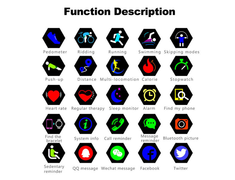 K5 Intelligent Smart Watch Blood Pressure IP68 Fitness Bracelet Color Display Sport Band