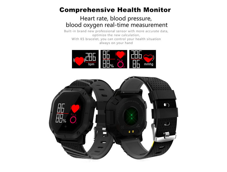K5 Intelligent Smart Watch Blood Pressure IP68 Fitness Bracelet Color Display Sport Band