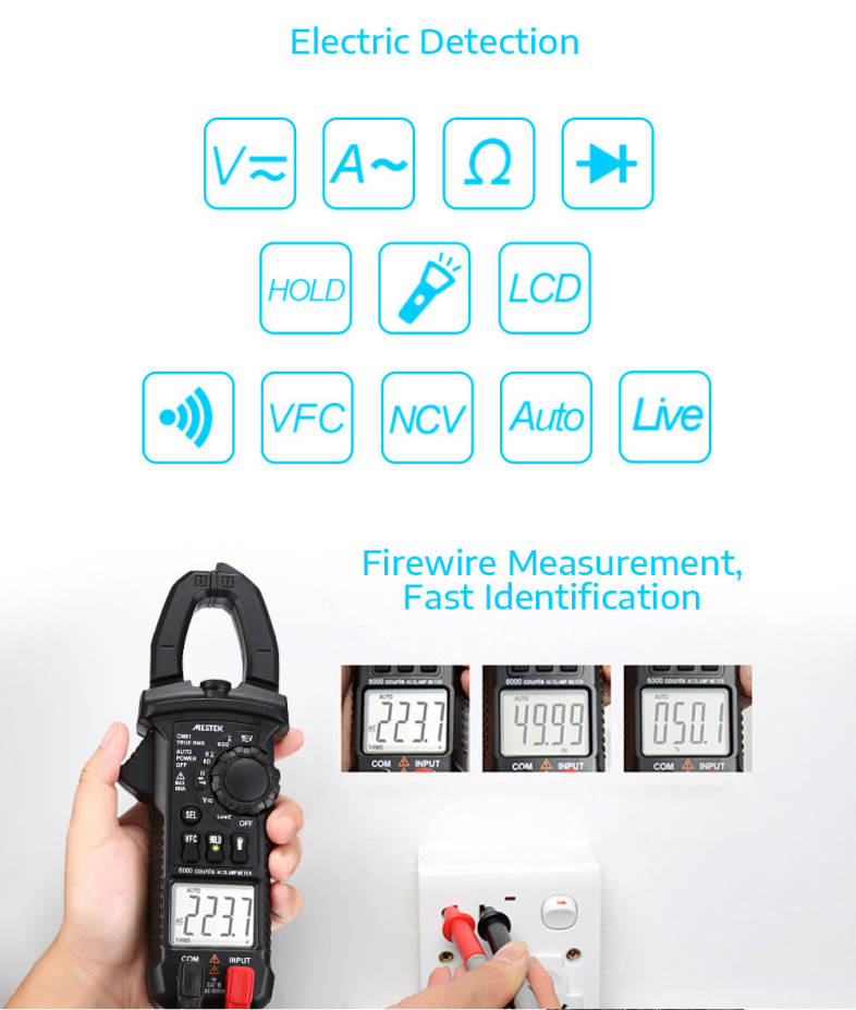 MESTEK CM81 Digital Clamp Meter Voltage Measurement Diagnostic Tool