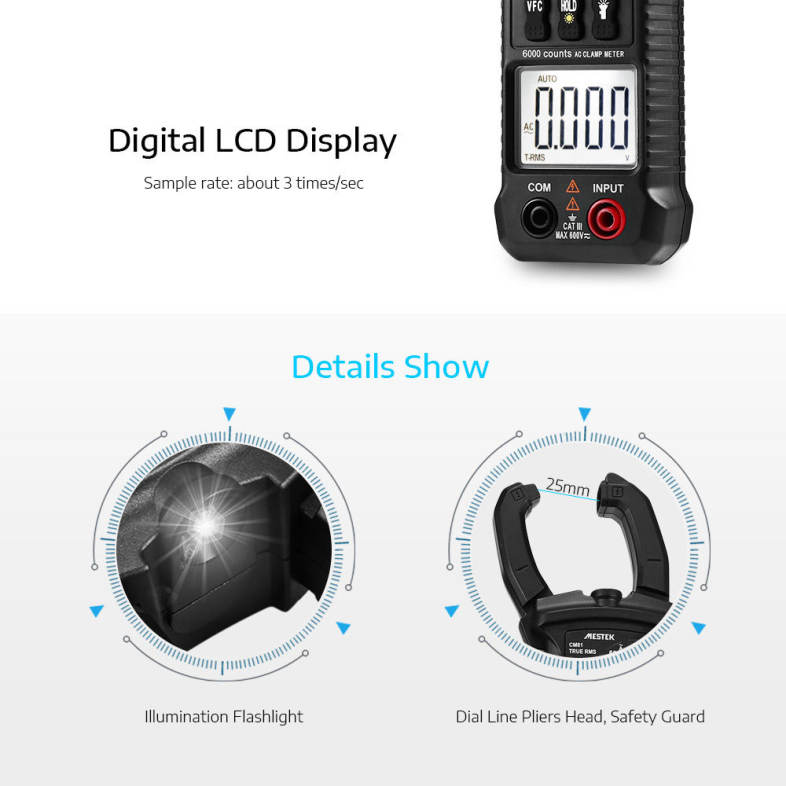 MESTEK CM81 Digital Clamp Meter Voltage Measurement Diagnostic Tool
