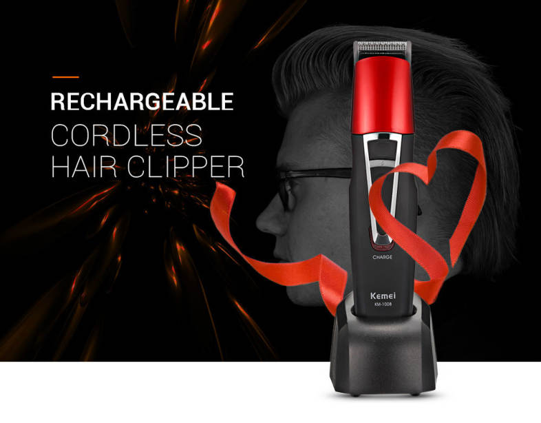 Kemei KM - 1008 Adjustable Cordless Rechargeable Hair Clipper Beard Trimmer