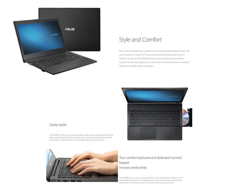 ASUS P2440UQ7500 Notebook 14.0 inch Windows 10 Pro Intel i7-7500U Dual Core 2.7GHz 4GB RAM 1TB HDD Fingerprint Recognition HDMI Front Camera Bluetooth 4.1