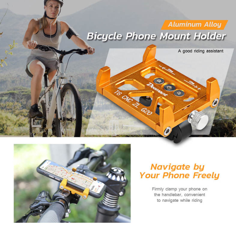 Deemount Universal Aluminum Alloy Motorcycle / Bicycle Phone Mount Holder