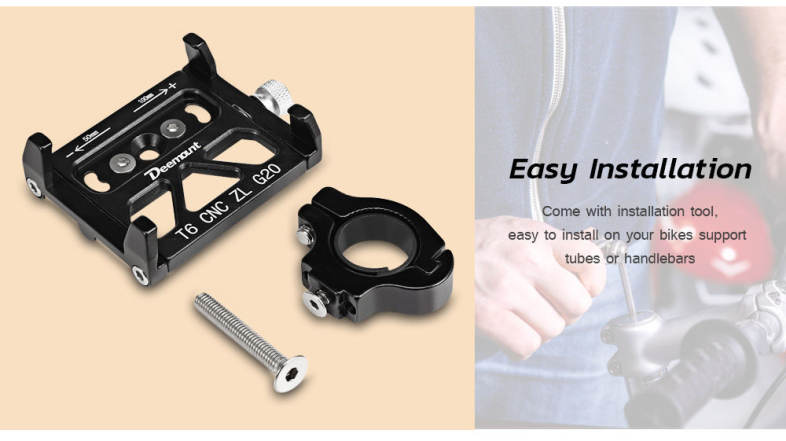 Deemount Universal Aluminum Alloy Motorcycle / Bicycle Phone Mount Holder