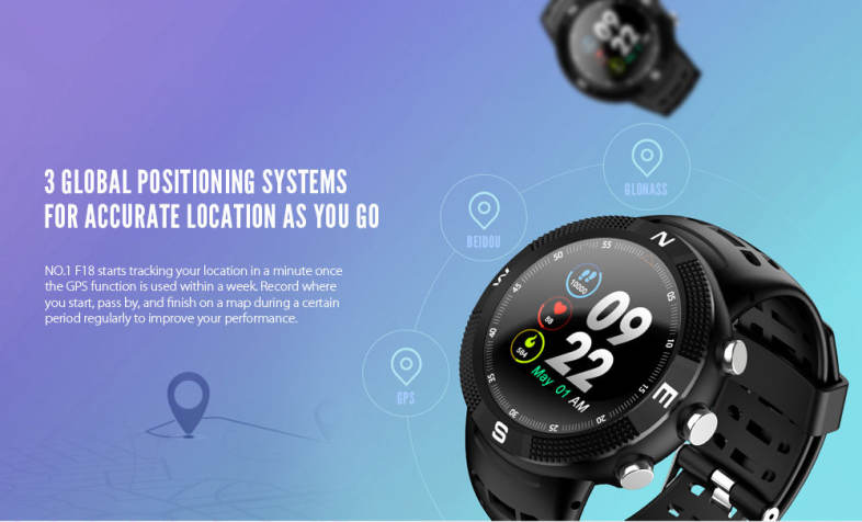 NO.1 F18 Smartwatch Sports Bluetooth 4.2 IP68 Waterproof Call / Message Reminder Pedometer Sleep Monitoring