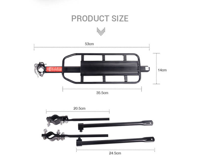Deemount Bike Cycling Rear Carrier Shelves Quick Release Pannier Rack Seat