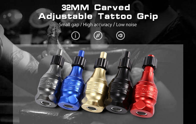 gustala 32MM Carved Adjustable Space Aluminum Tattoo Grip for Machine Needles