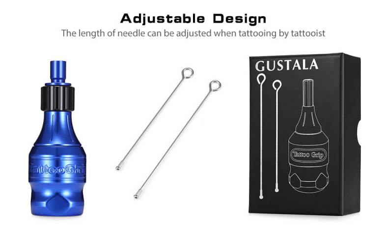 gustala 32MM Carved Adjustable Space Aluminum Tattoo Grip for Machine Needles