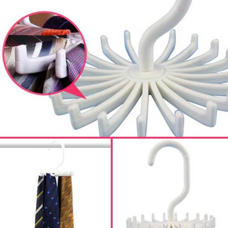 Rotating 20 Hooks Belt Neck Men Tie Holder Rack Hanger Organizer Space Saving
