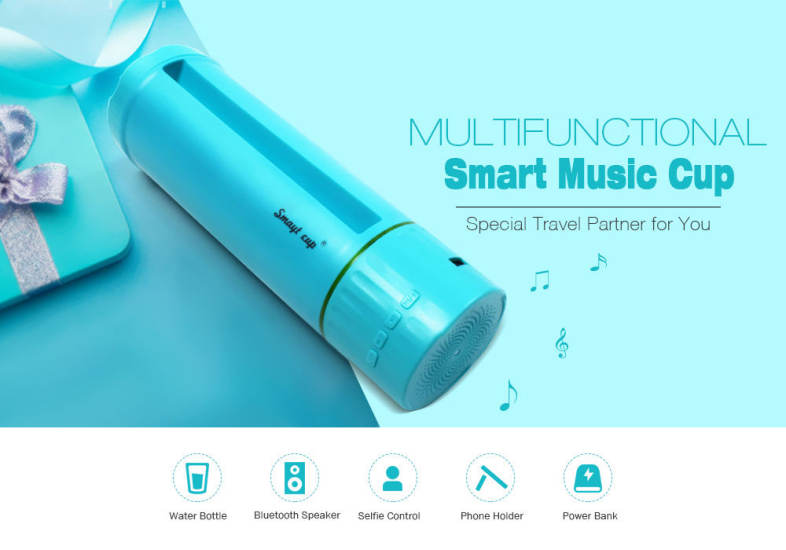 Multifunctional Smart Music Cup Power Bank Phone Stand Bluetooth Speaker Sefie Remote Control Water Bottle for Travel