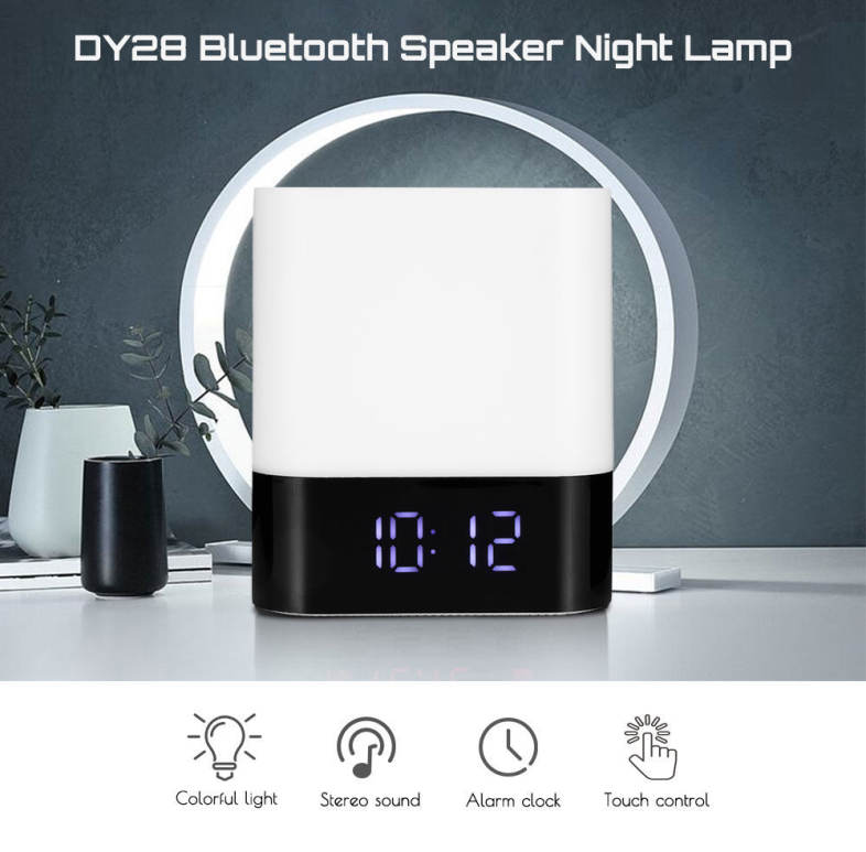 MUSKY DY28 Alarm Clock Wireless Bluetooth Speaker LED Colorful Night Lamp