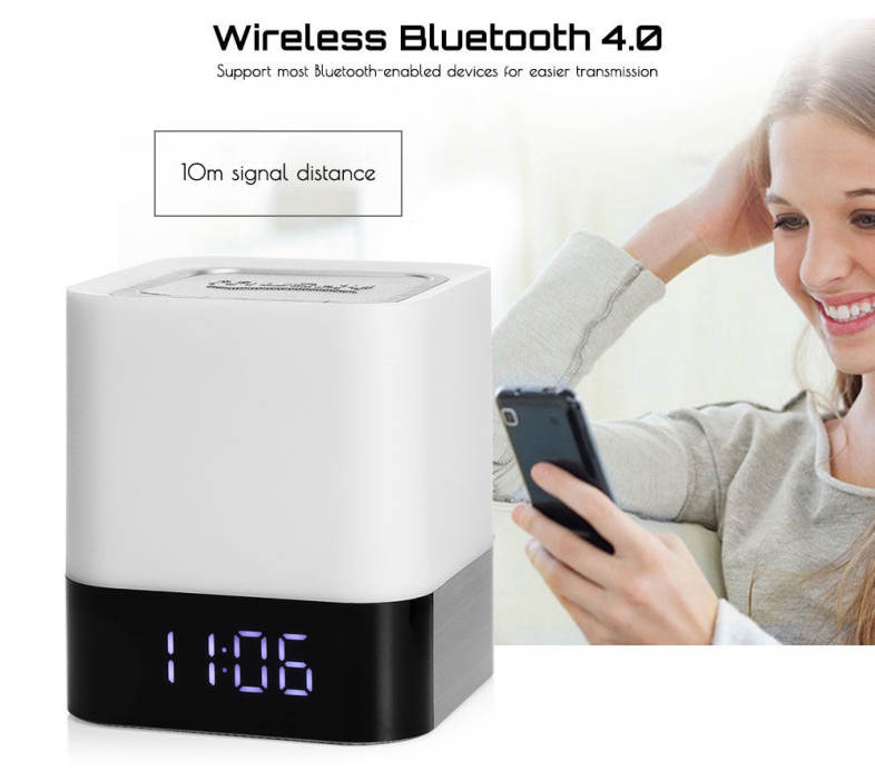 MUSKY DY28 Alarm Clock Wireless Bluetooth Speaker LED Colorful Night Lamp