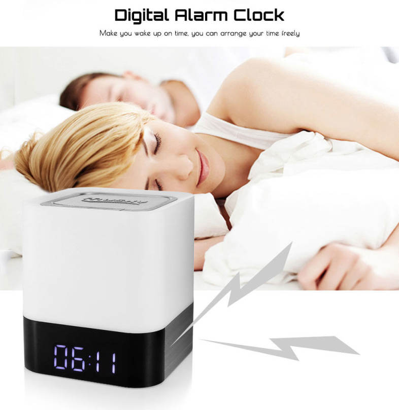 MUSKY DY28 Alarm Clock Wireless Bluetooth Speaker LED Colorful Night Lamp