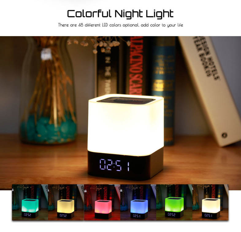 MUSKY DY28 Alarm Clock Wireless Bluetooth Speaker LED Colorful Night Lamp