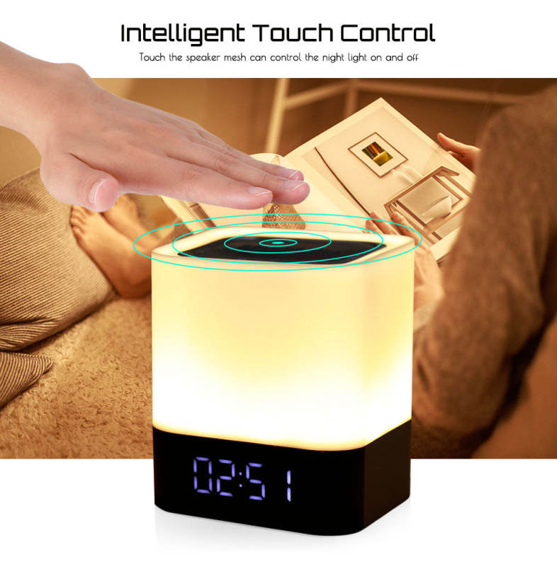 MUSKY DY28 Alarm Clock Wireless Bluetooth Speaker LED Colorful Night Lamp