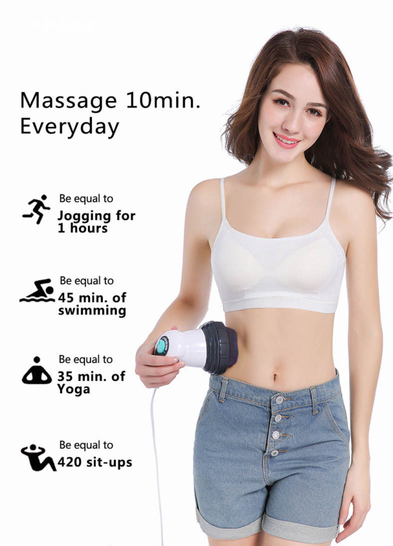 AH - 202 Electric Handheld Massager Push Fat Massage Machine with 4 Replaceable Heads