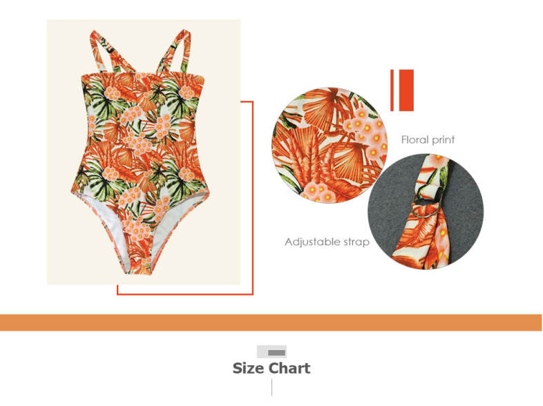 Women Floral Print Jumpsuit Adjustable Strap Lady Swimwear Swimsuit